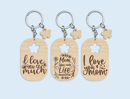 Mother's Day Mom Keychain SVG Bundle 18 Designs for LightBurn and xTool
