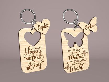 Mom Keychain SVG Bundle Mother's Day Wooden for Glowforge and xTool