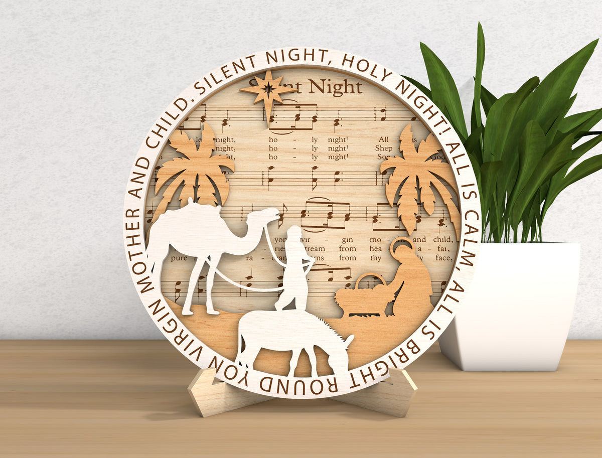 Christmas Nativity Sheet Music SVG Bundle 5 Layered Designs