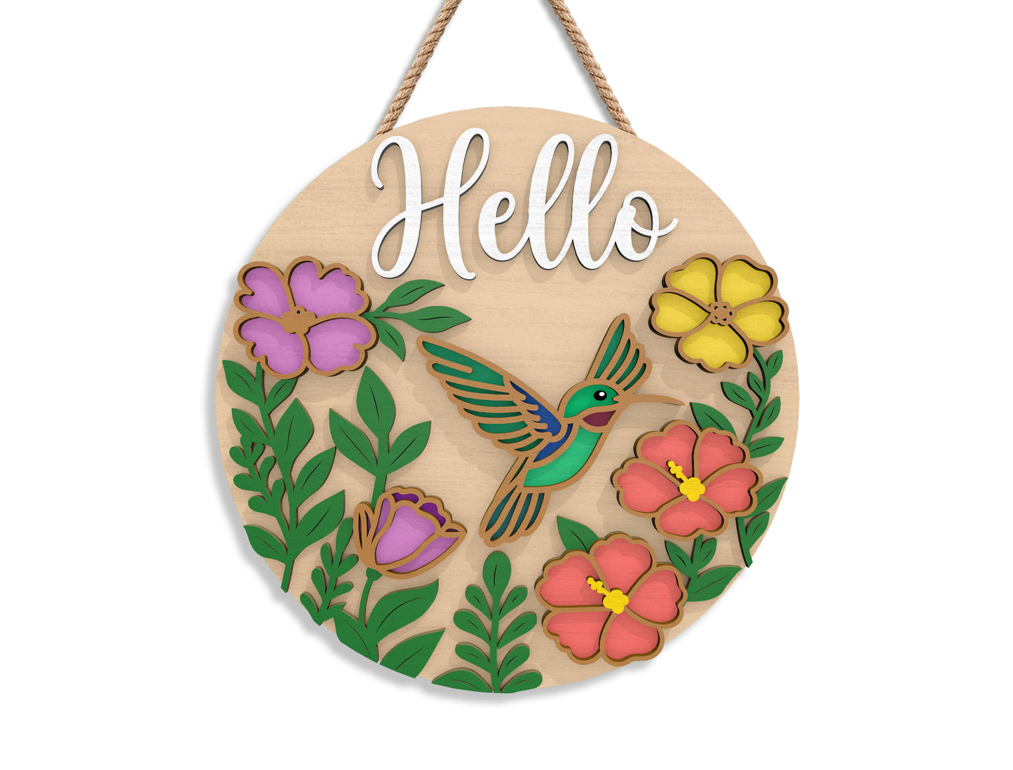 Summer Hummingbird Floral Sign Bundle SVG Laser Cut File for xTool and Glowforge