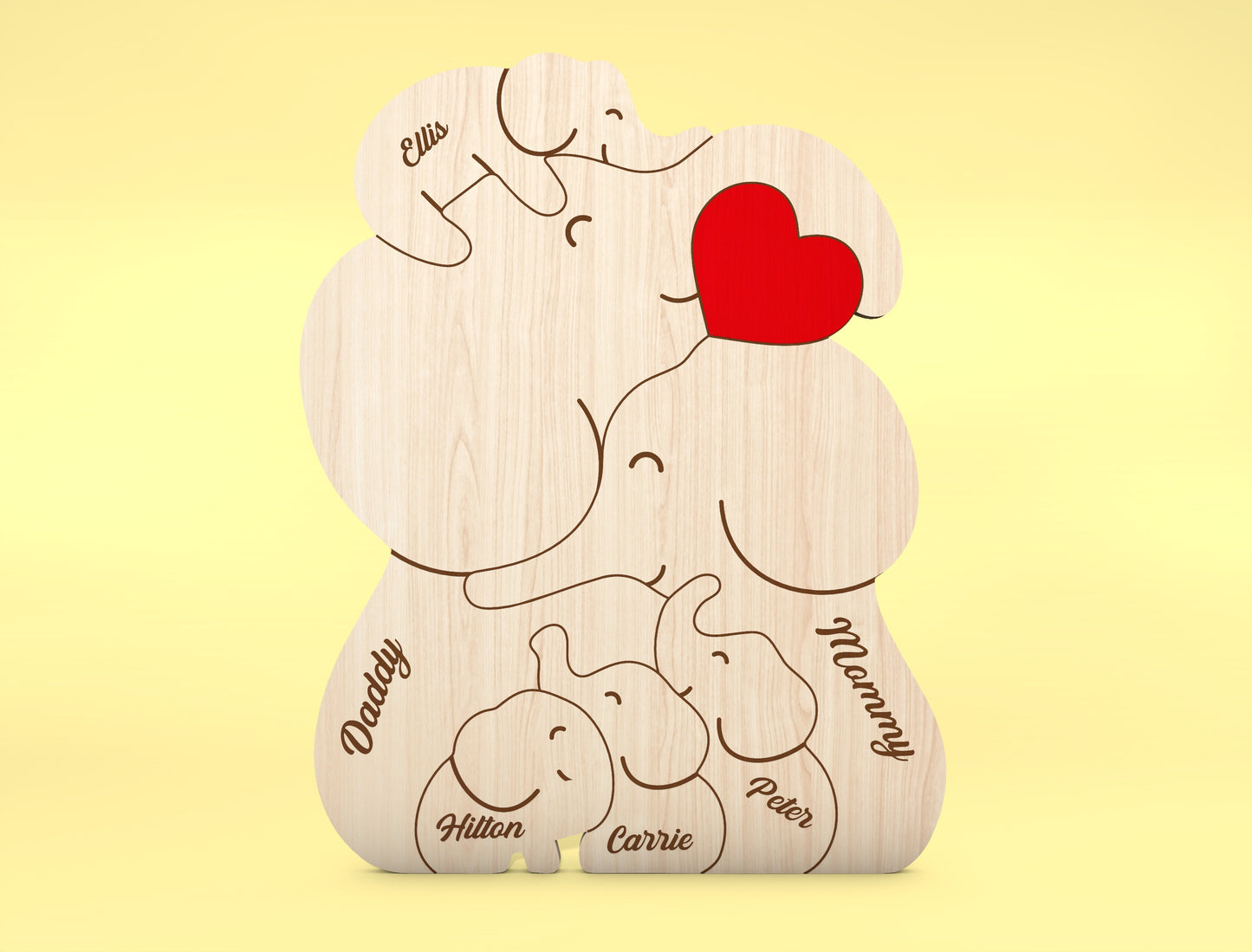 Custom Name Elephant Family Puzzle Sign SVG for Glowforge