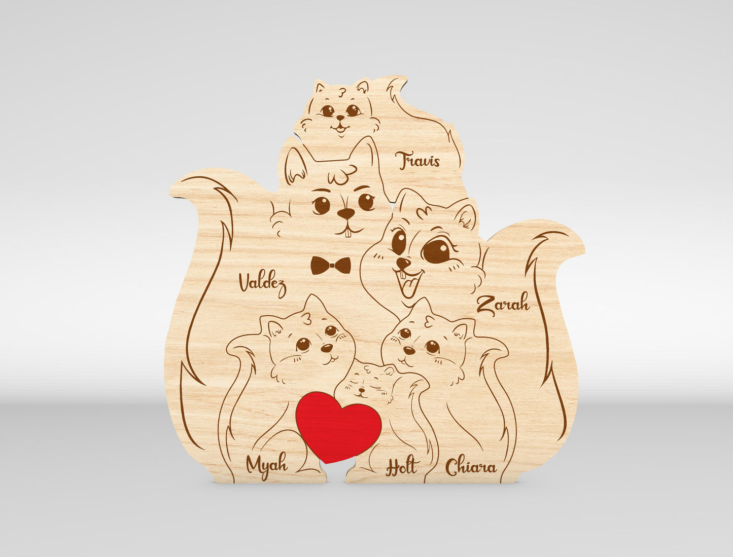 Squirrel Family Puzzle Sign SVG Laser Cut File for Glowforge and LightBurn