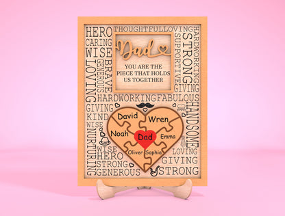 Personalized Dad Puzzle Sign SVG Laser Cut File for Glowforge and LightBurn