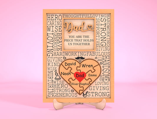Personalized Dad Puzzle Sign SVG Laser Cut File for Glowforge and LightBurn