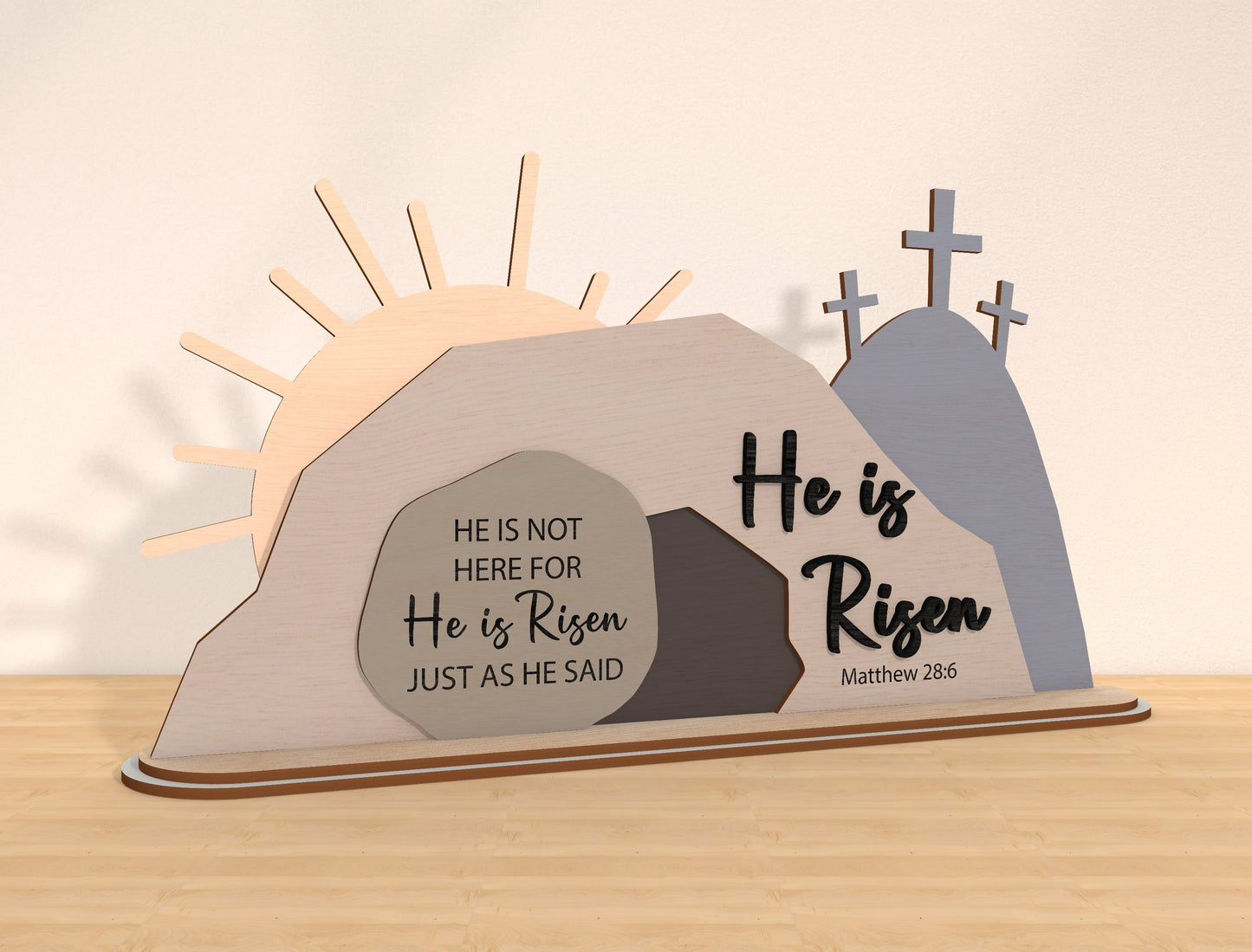 Easter Tomb Scene SVG Bundle He Is Risen Cross Landscape for LightBurn