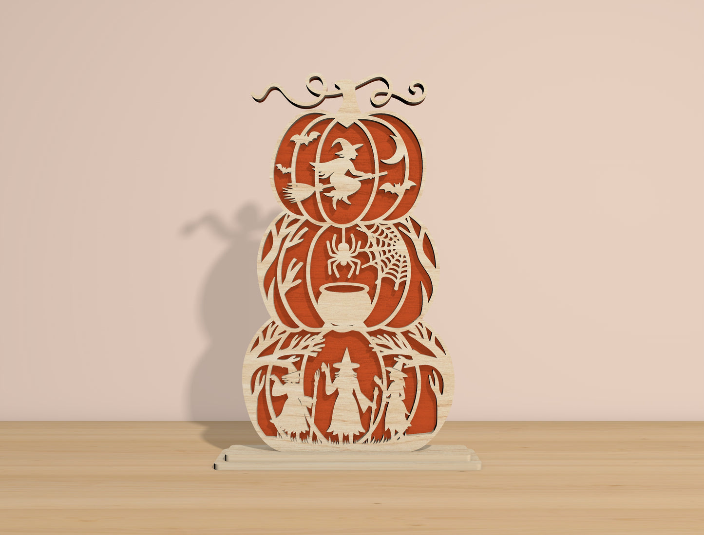 Halloween Pumpkin Stack SVG Bundle Laser Cut File | 6 Jack O Lantern Designs | Layered Wooden Decor | Glowforge, xTool, LightBurn, etc.