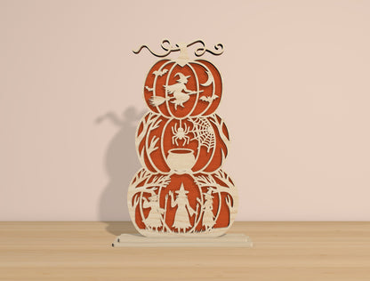 Halloween Pumpkin Stack SVG Bundle Laser Cut File | 6 Jack O Lantern Designs | Layered Wooden Decor | Glowforge, xTool, LightBurn, etc.