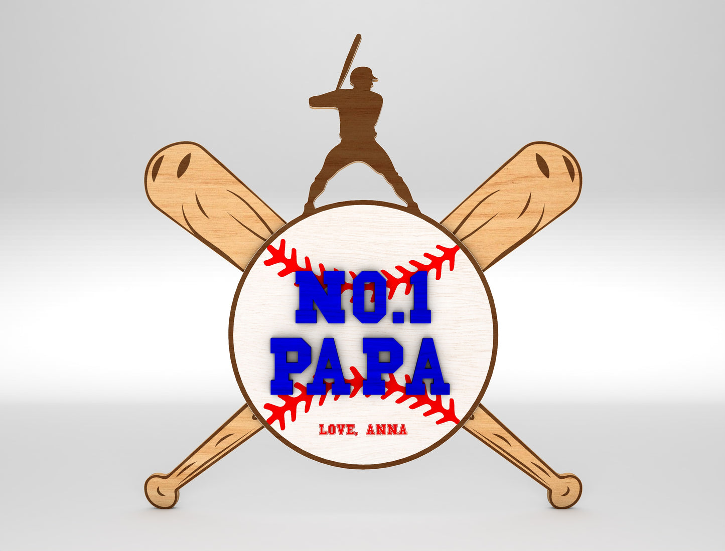 No.1 Dad Baseball Sports Sign SVG Laser Cut File for Glowforge and xTool