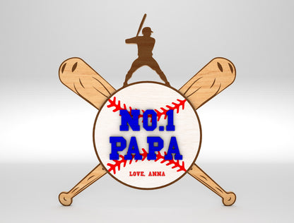 No.1 Dad Baseball Sports Sign SVG Laser Cut File for Glowforge and xTool