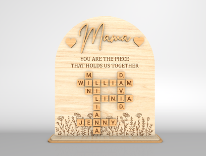 Personalized Mom Crossword Sign SVG for Glowforge and LightBurn