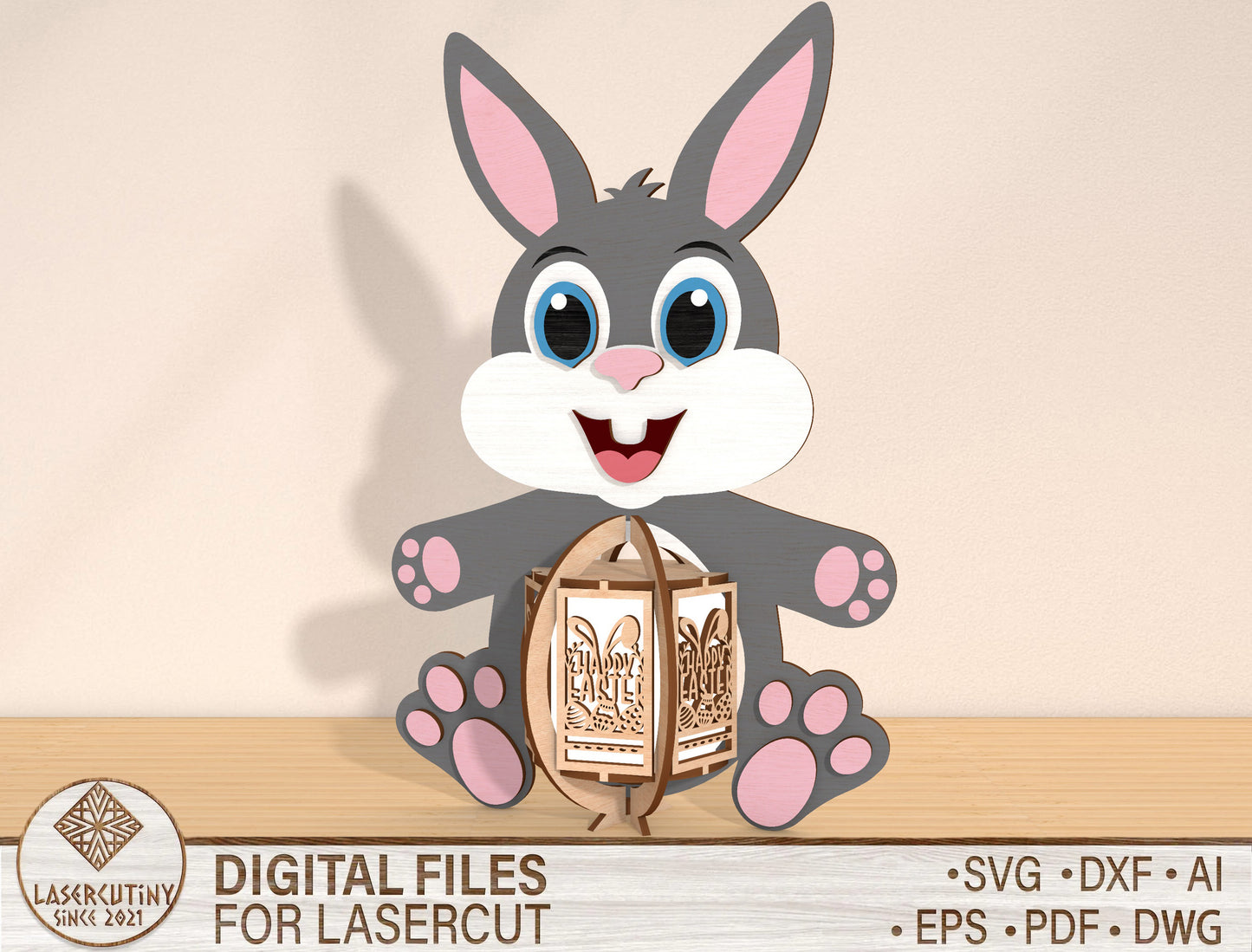 Bunny Lantern SVG Bundle Cute Rabbit Hanging Easter for Glowforge and xTool