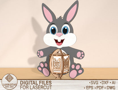 Bunny Lantern SVG Bundle Cute Rabbit Hanging Easter for Glowforge and xTool