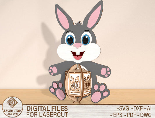 Bunny Lantern SVG Bundle Cute Rabbit Hanging Easter for Glowforge and xTool