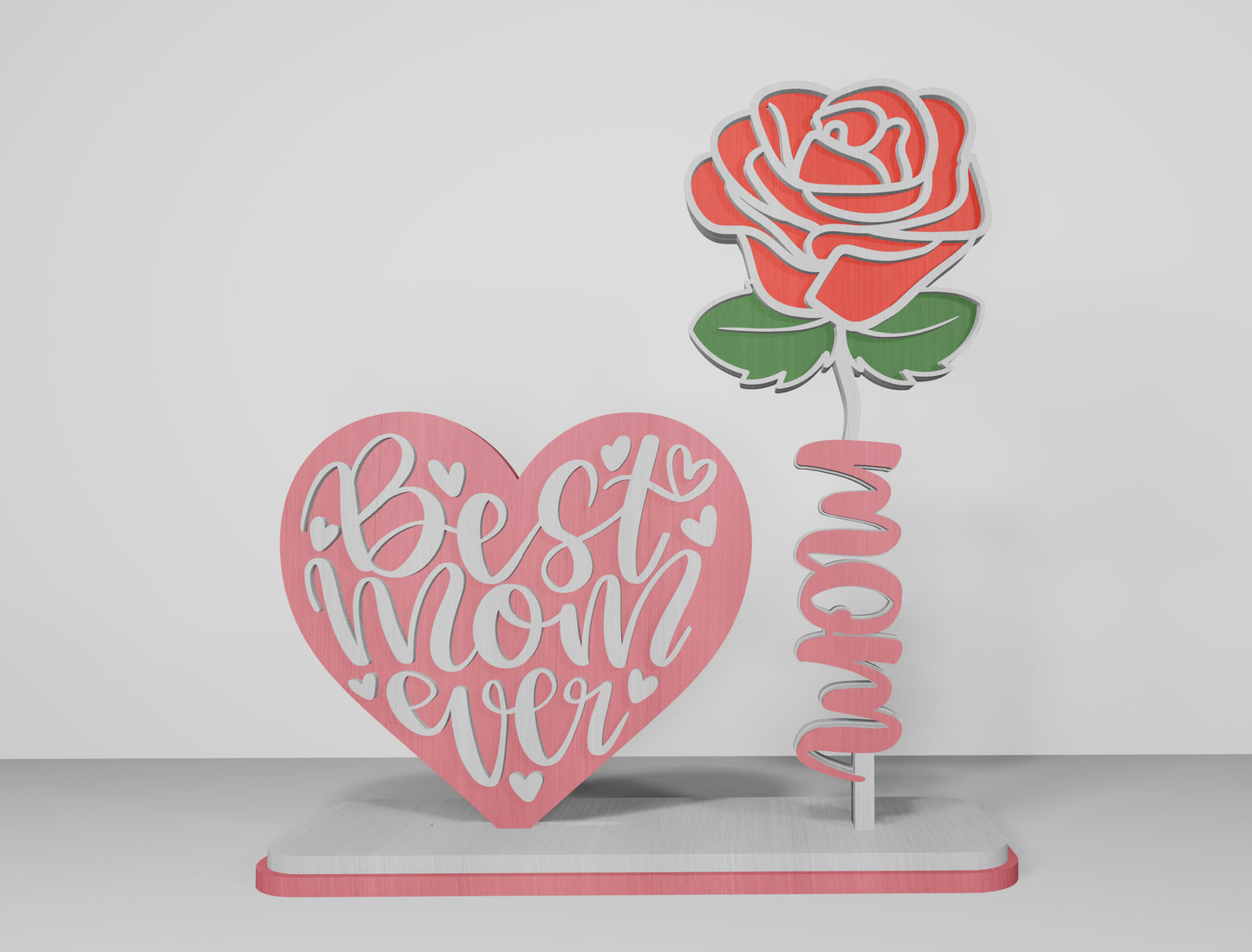 Rose Mom Tabletop Decor SVG Bundle Mother's Day for LightBurn