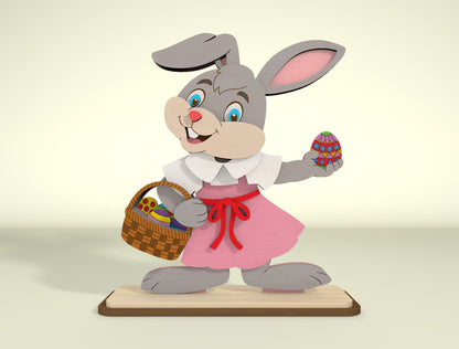 Easter Bunny Tabletop Decor Laser Cut File | Freestanding Rabbit Figures | Ready to Cut | Glowforge, xTool, LightBurn, etc.