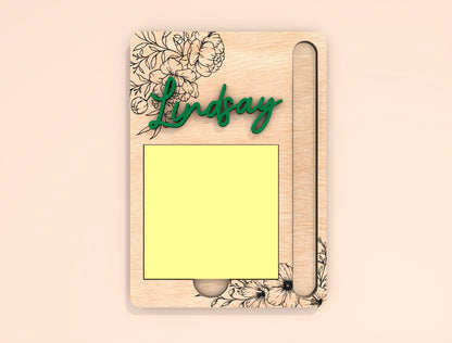 Personalized Teacher Sticky Note Holder SVG BundleLaser Cut File for Glowforge and xTool