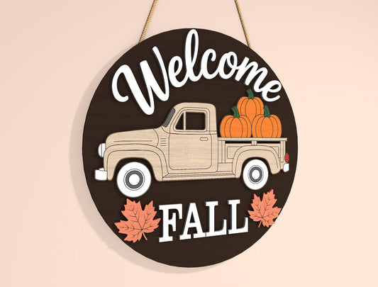Welcome Fall and Welcome to Our Patch Truck Door Hanger SVG Set for Glowforge xTool LightBurn 2 Designs