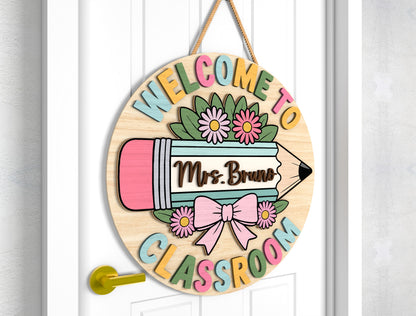 Personalized Classroom Door Hanger SVG Laser Cut File for Glowforge and LightBurn