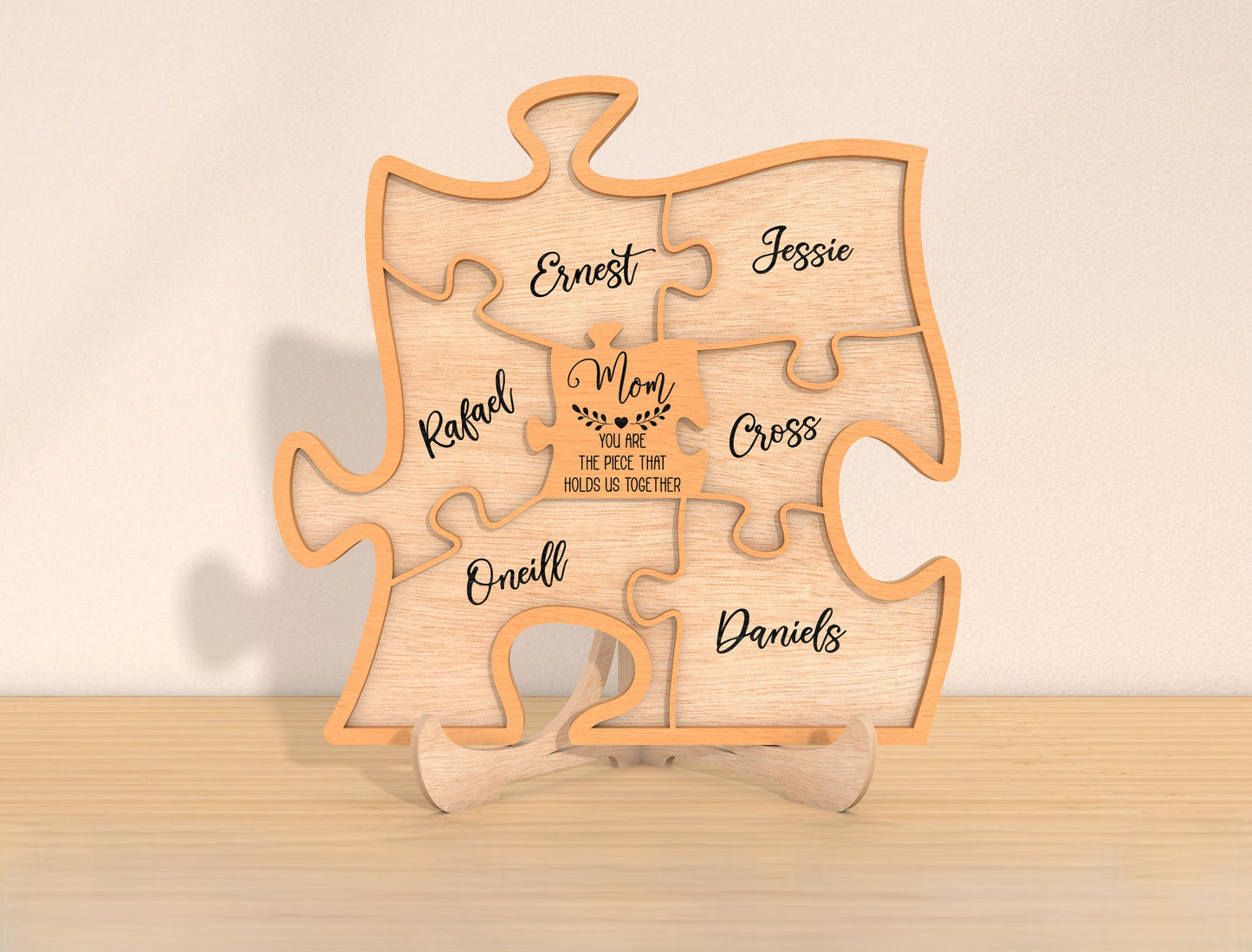 Family Puzzle Name Sign SVG Bundle Personalized for Glowforge and xTool