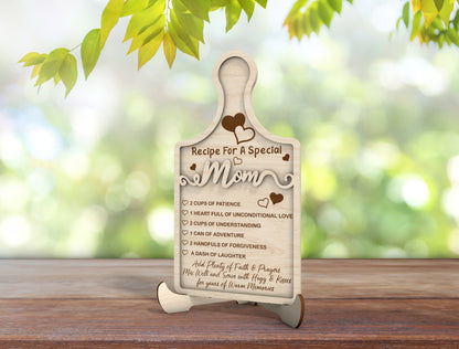 Mom Grandma Recipe Cutting Board Sign SVG for LightBurn and xTool