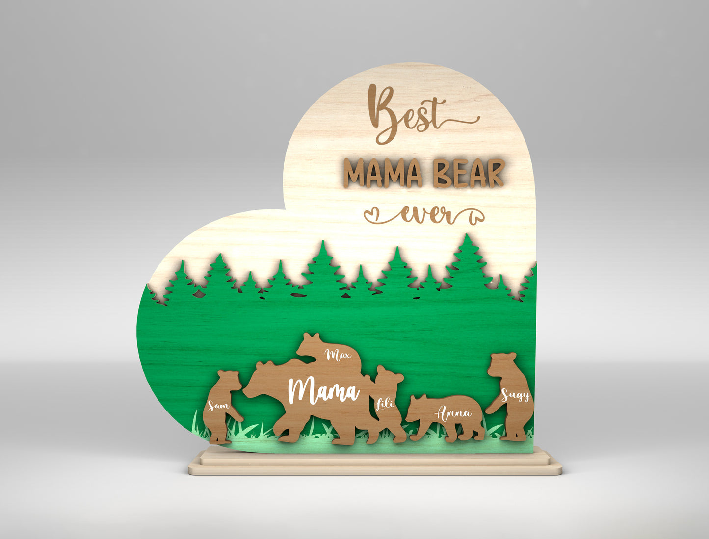 Best Mama Bear Forest Family Sign SVG for Glowforge and xTool