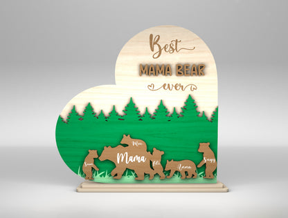 Best Mama Bear Forest Family Sign SVG for Glowforge and xTool