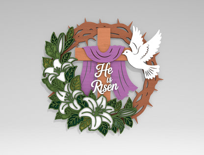 Multilayer Christian Easter Wreath SVG Bundle 6 Designs for LightBurn and xTool