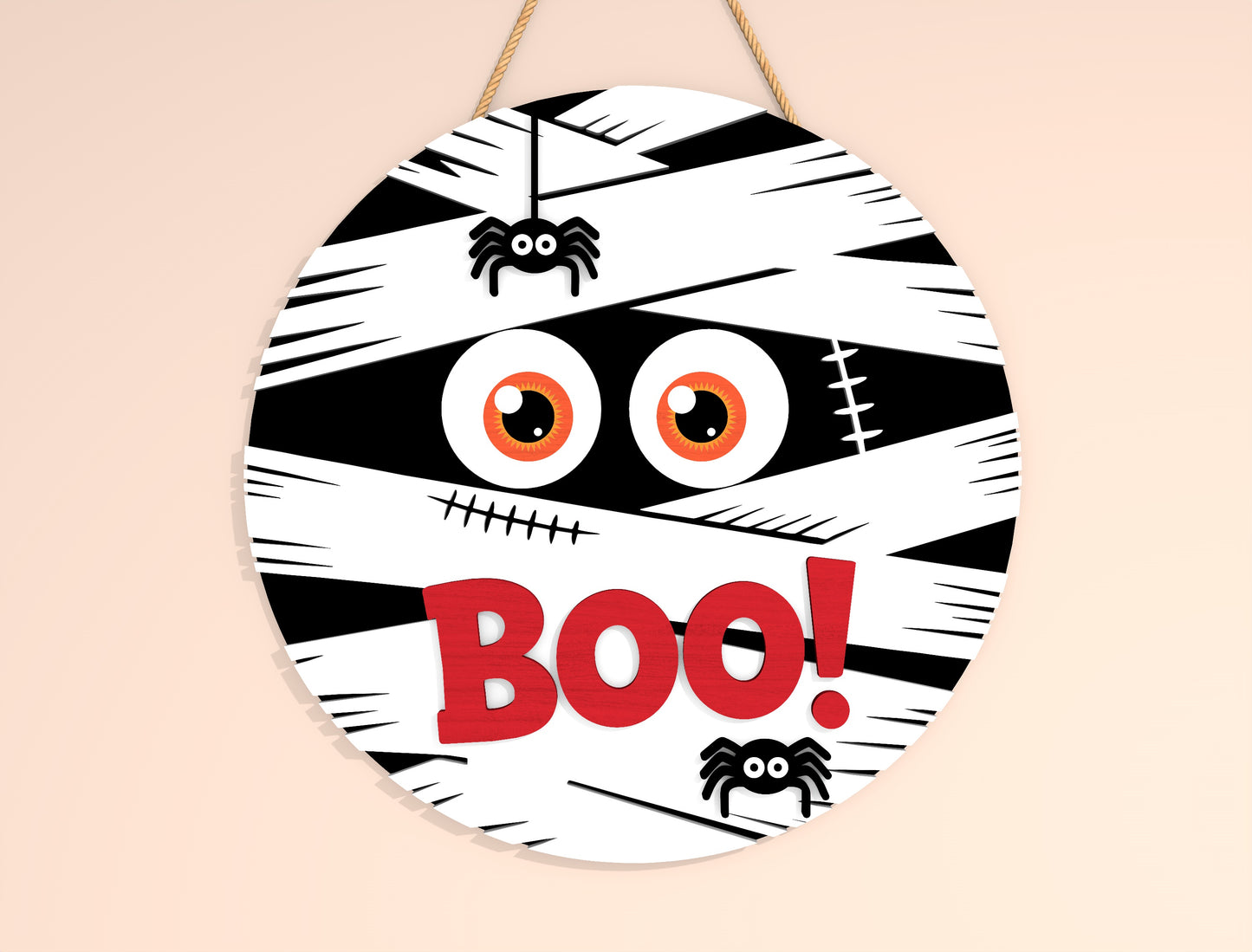 Spooky Ghost Halloween Door Hanger SVG Bundle for Glowforge xTool LightBurn