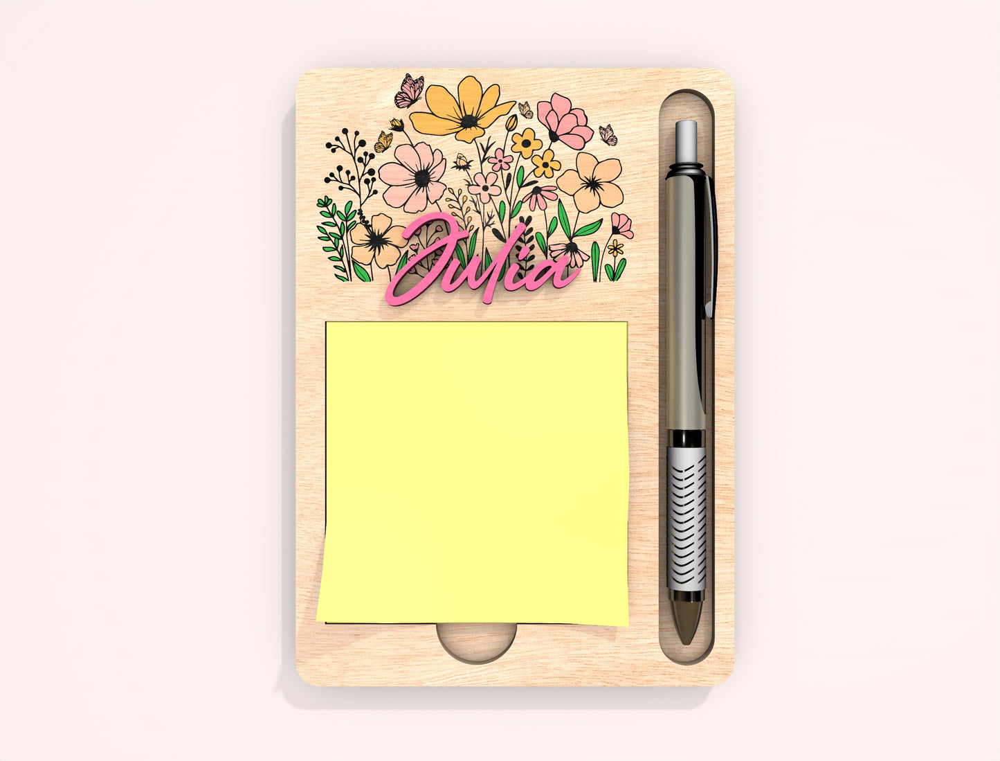 Personalized Floral Note Holder SVG Bundle Laser Cut File for Glowforge and xTool