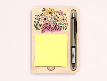 Personalized Floral Note Holder SVG Bundle Laser Cut File for Glowforge and xTool