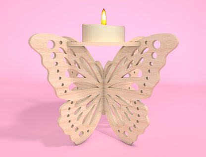 Butterfly Candle Holder SVG Bundle Laser Cut File for xTool and Glowforge