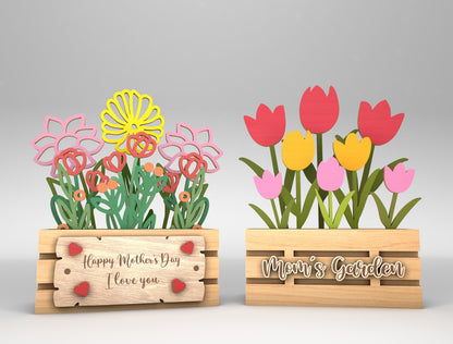 Mother's Day Floral Box Sign SVG Bundle for xTool and LightBurn