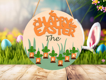 Personalized Easter Bunny Name Door Sign SVG for LightBurn and xTool