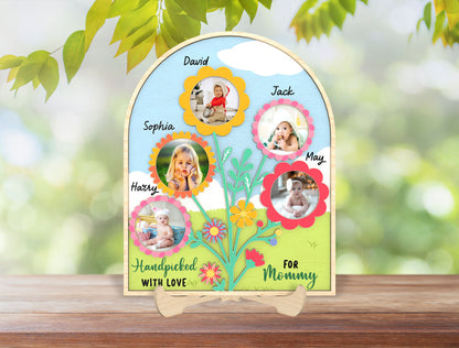 Personalized Mom Photo Frame SVG Flower Tree Kids for Glowforge and xTool