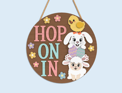 Easter Round Door Sign SVG Bundle Laser Cut File | 9 Cute Easter Designs | Spring Wooden Decor | Glowforge, xTool, LightBurn, etc.