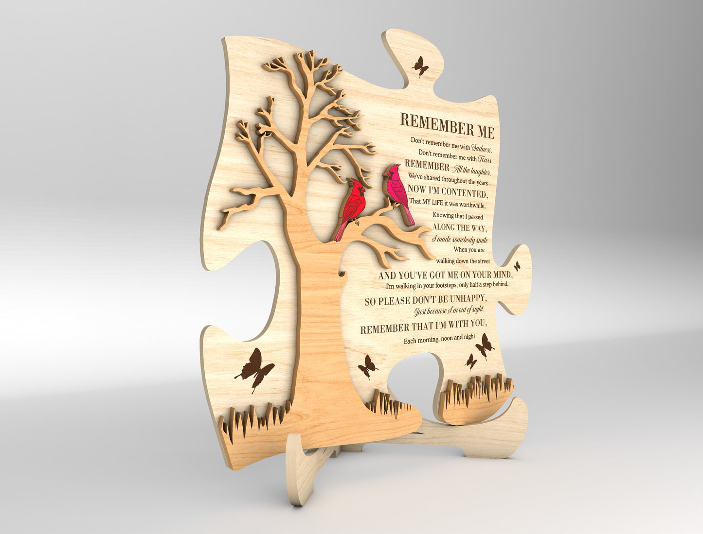 Cardinal Tree Memorial Tabletop SVG Standing Sign Laser Cut File for Glowforge and LightBurn