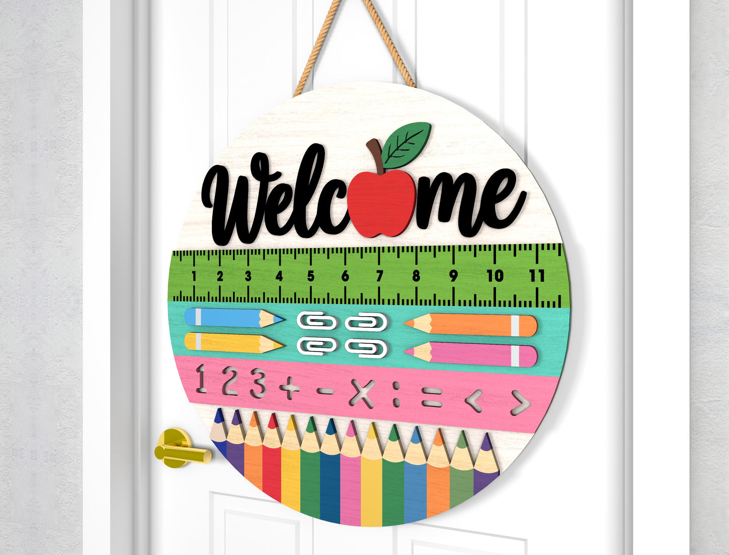 Personalized Ruler Pencil Classroom Door Hanger SVG Laser Cut File for Glowforge and xTool