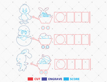 Easter Chick Bunny Basket SVG Spring Egg Holder for LightBurn and xTool