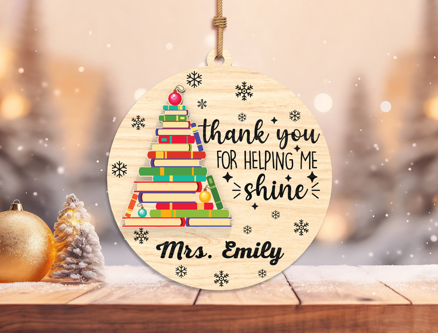 Personalized Teacher Christmas Ornament SVG Bundle Laser Cut File for Glowforge xTool LightBurn