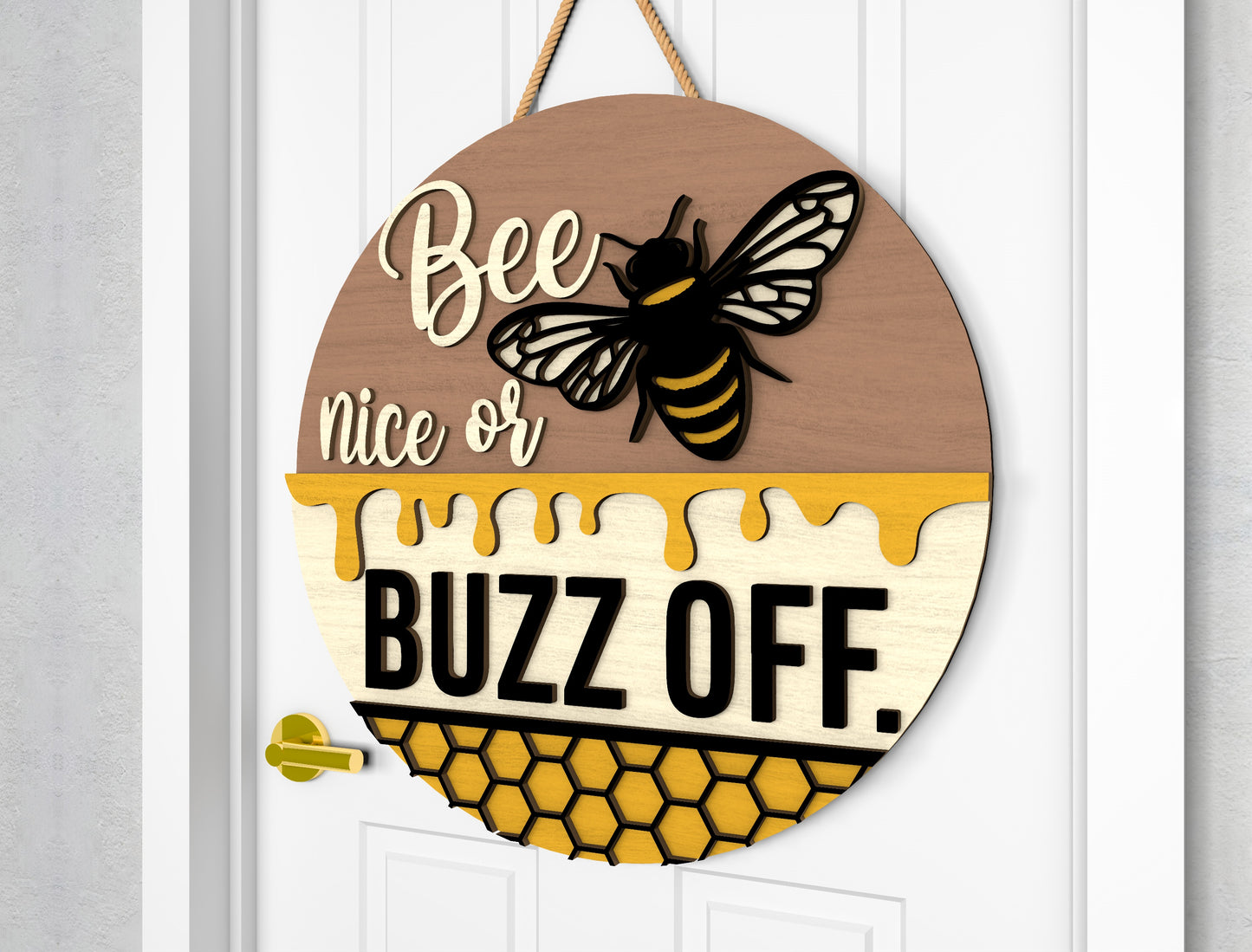 Funny Bee Door Hanger SVG Bundle Laser Cut File for Glowforge and xTool