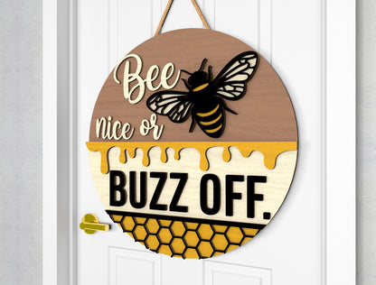 Funny Bee Door Hanger SVG Bundle Laser Cut File for Glowforge and xTool