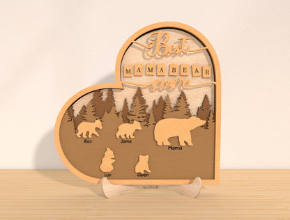 Mama Bear Family Sign SVG Bundle 7 Designs for LightBurn and xTool