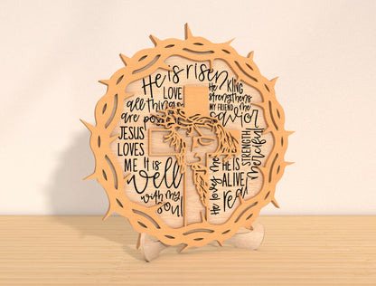 Faith Quote Round Tabletop Sign SVG Bundle Christian Easter for Glowforge
