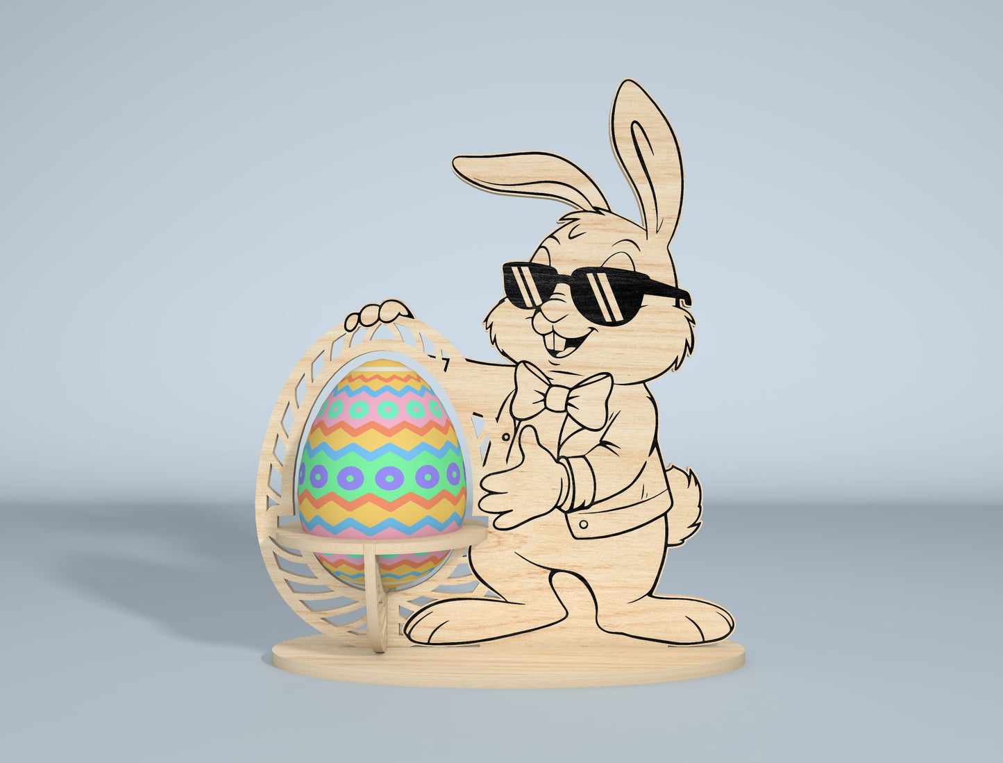 Easter Bunny Egg Spinner SVG Bundle Laser Cut File | 9 Bunny Egg Designs | Spring Tabletop Decor | Glowforge, xTool, LightBurn, etc.