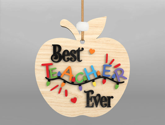 Teacher Christmas Ornament Bundle SVG for LightBurn and Glowforge