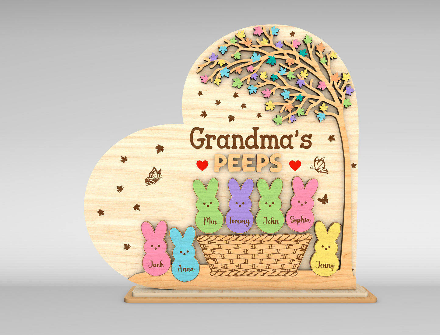 Personalized Grandma Peeps Bunny Tabletop Sign SVG for LightBurn and xTool