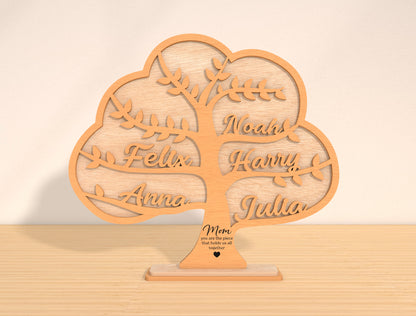 Family Tree Name Sign Laser Cut File | Mother’s Day Gift | Wooden Family Decor | Glowforge, xTool, LightBurn, etc.