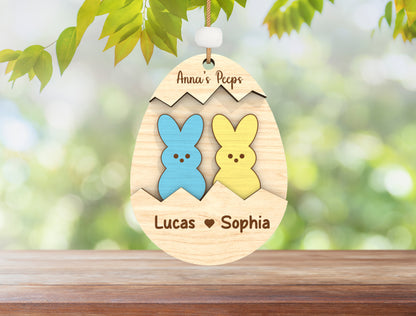 Personalized Easter Bunny Ornament SVG Family Peeps Name for Glowforge