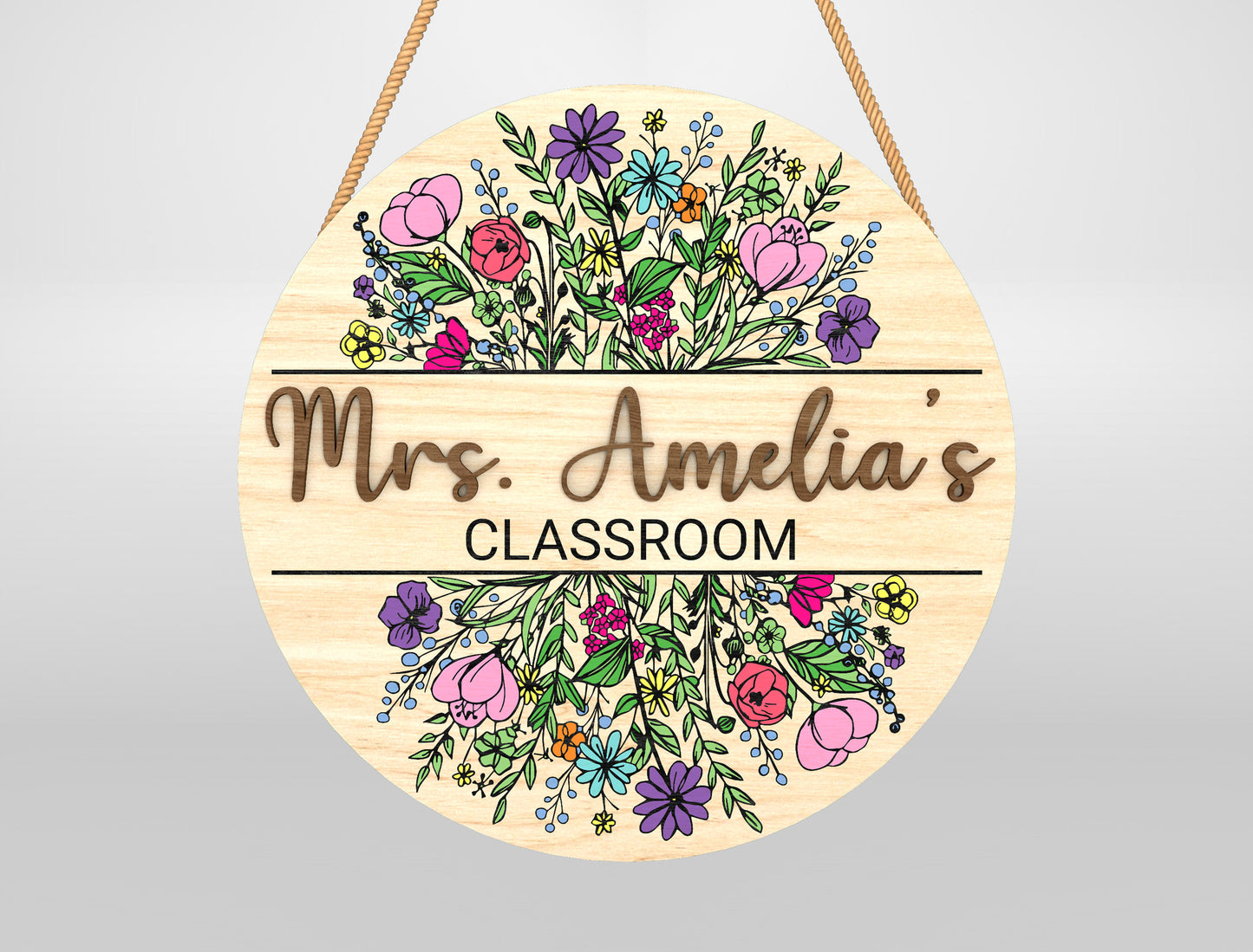 Personalized Wildflower Classroom Door Sign Laser Cut File SVG for Glowforge and xTool