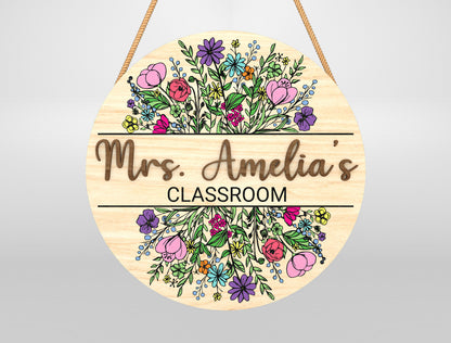 Personalized Wildflower Classroom Door Sign Laser Cut File SVG for Glowforge and xTool